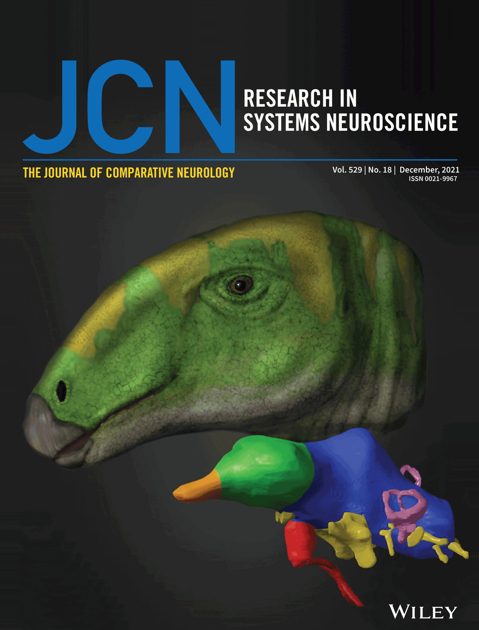 Portada del último número de la revista científica JCN con el artículo sobre el estudio paleoneurológico del dinosaurio Proa de Ariño Teruel