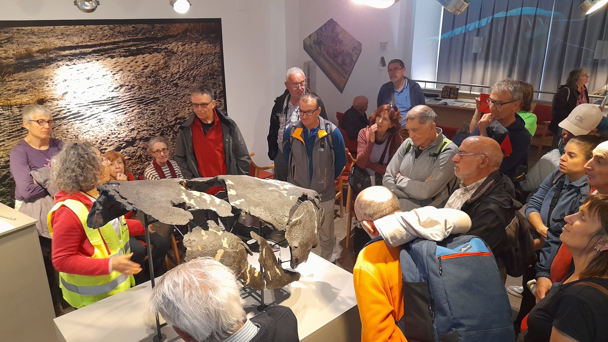 Foto 5 Explicacion sobre los peces acorazados devónicos en la última parada de la excursión